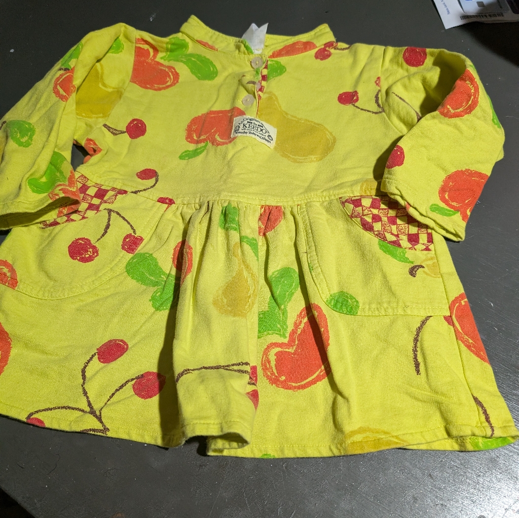 Keedo Colorful Fruit Print Dress 13" Waist 18" Length Size 12-18m